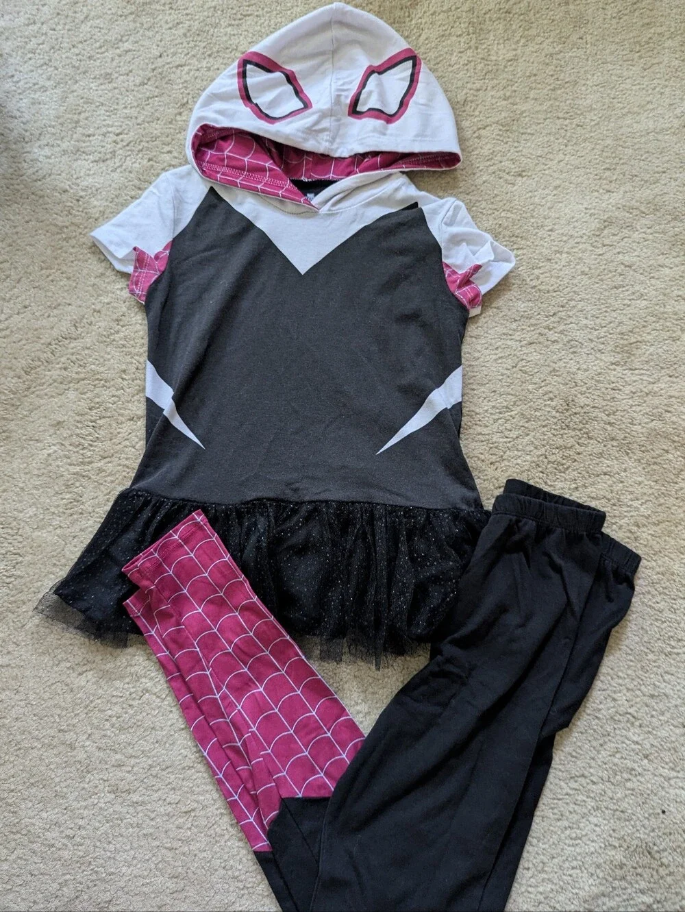 Marvel Girls' Cosplay Spider Gwen Hooded Tee And Leggings Set 7/8